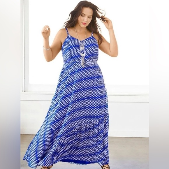 Geometric Print Cross Back Maxi Dress NWT - Picture 1 of 6